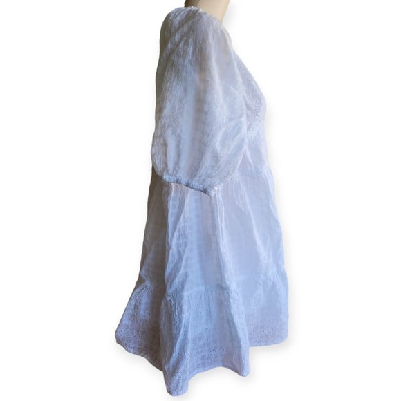 ASOS Mixed Broderie Tiered Mini Babydoll Dress | White | sz 6 | Cotton | Summer - Picture 3 of 11